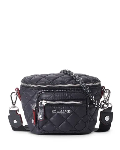 Mz Wallace Micro Crosby Diamond Quilted Nylon Sling Bag In Black