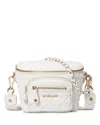 Mz Wallace Micro Crosby Diamond Quilted Nylon Sling Bag In Chalk Liquid/gold