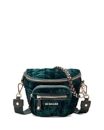 Mz Wallace Micro Crosby Velvet Sling - Exclusive In Emerald Velvet/gold