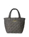 Mz Wallace Metro Deluxe Micro Studded Tote Bag In True Charcoal/gold