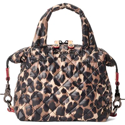 Mz Wallace Micro Sutton Quilted Nylon Top Handle Bag In Brown