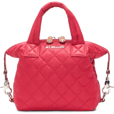 Mz Wallace Micro Sutton Quilted Nylon Top Handle Bag In Red