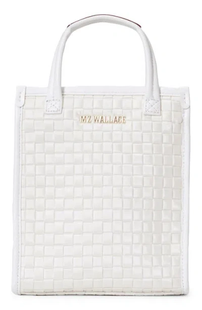 Mz Wallace Micro Woven Nylon Box Tote In Pearl Metallic