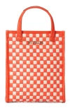 Mz Wallace Micro Woven Nylon Box Tote In Sandshell/poppy