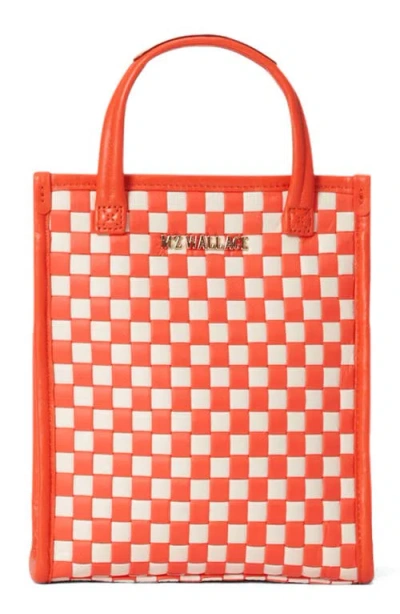 Mz Wallace Micro Woven Nylon Box Tote In Sandshell/poppy