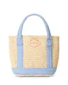 Mz Wallace Mini Crochet Tote In Crochet/denim/silver