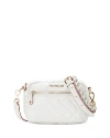 Mz Wallace Mini Crosby Quilted Nylon Crossbody Bag In Pearl Metallic/gold