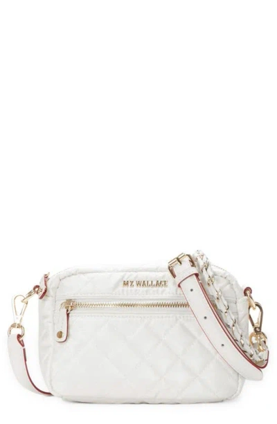 Mz Wallace Mini Crosby Quilted Nylon Crossbody Bag In White