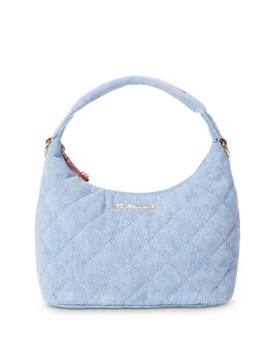 Mz Wallace Mini Metro Quilted Denim Hobo In True Light Denim