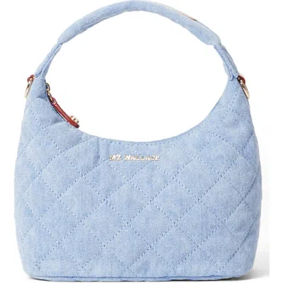 Mz Wallace Mini Metro Quilted Denim Hobo In True Light Denim