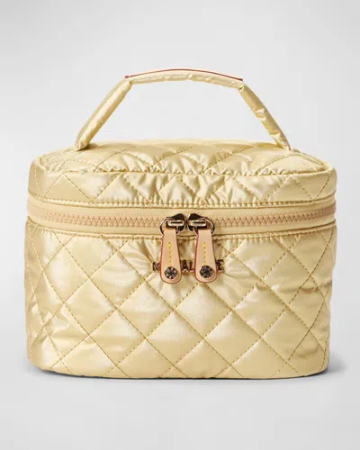Mz Wallace Mini Quilted Vanity Cosmetic Bag In Gold