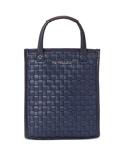 Mz Wallace Mini Woven Box Tote In Dawn/silver