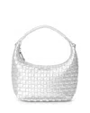 Mz Wallace Mini Woven Top Handle Hobo Bag In Matte Silver