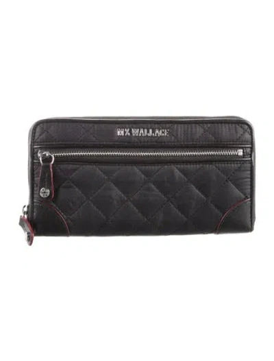 Pre-owned Mz Wallace Nylon Continental Wallet In Black