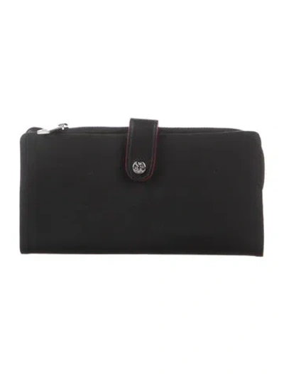 Pre-owned Mz Wallace Nylon Continental Wallet In Black