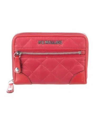 Pre-owned Mz Wallace Nylon Continental Wallet In Red
