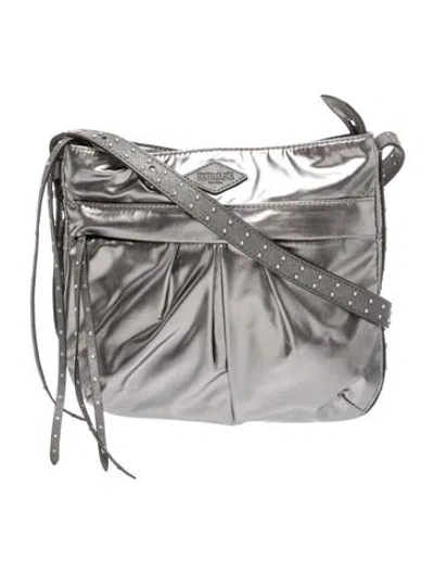 Pre-owned Mz Wallace Nylon Crossbody Bag In Metallic/silver
