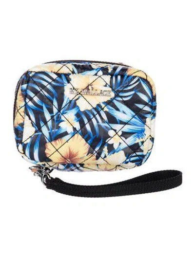 Pre-owned Mz Wallace Nylon Floral Print Pouch In Blue