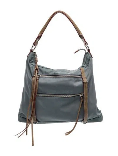 Pre-owned Mz Wallace Nylon Hobo In Blue/grey