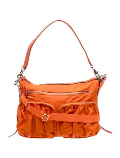 Pre-owned Mz Wallace Nylon Hobo In Orange