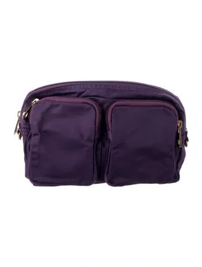 Pre-owned Mz Wallace Nylon Leather Cosmetic Bag In Purple
