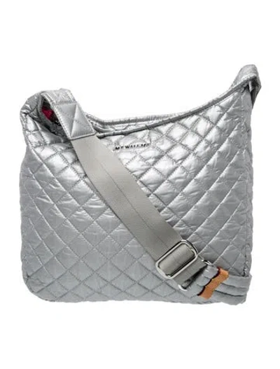 Pre-owned Mz Wallace Nylon Messenger Bag In Silver