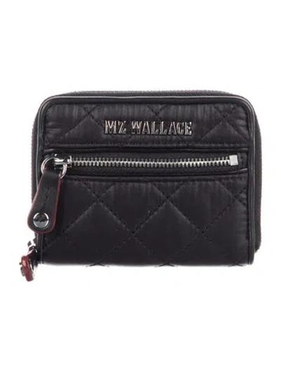Pre-owned Mz Wallace Nylon Patterned Wallet In Black