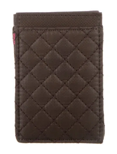 Pre-owned Mz Wallace Nylon Plaid Print Wallet In Brown