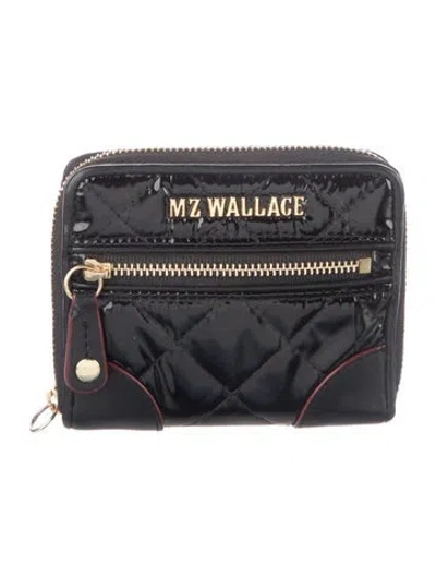 Pre-owned Mz Wallace Nylon Printed Compact Wallet In Black