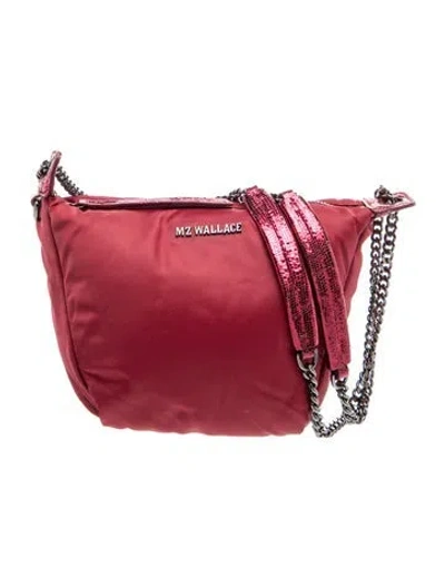Pre-owned Mz Wallace Nylon Shoulder Bag In Burgundy