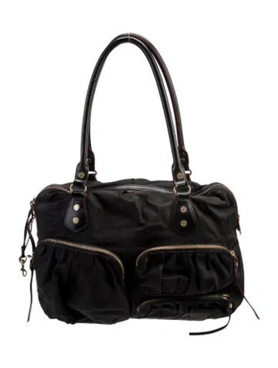 Pre-owned Mz Wallace Nylon Top Handle Bag In Black