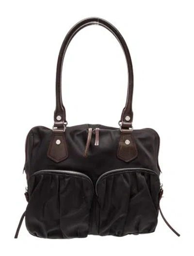 Pre-owned Mz Wallace Nylon Top Handle Bag In Black