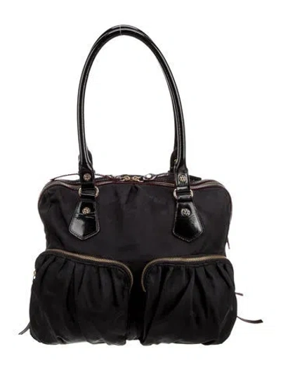 Pre-owned Mz Wallace Nylon Top Handle Bag In Black