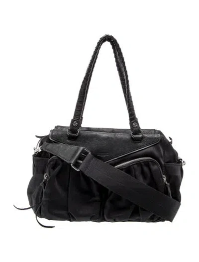 Pre-owned Mz Wallace Nylon Top Handle Bag In Black