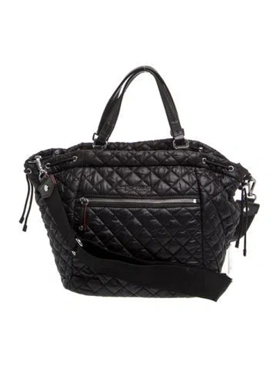 Pre-owned Mz Wallace Nylon Top Handle Bag In Black/blue