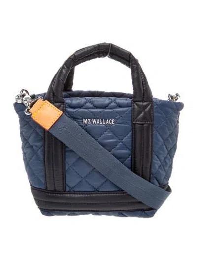 Pre-owned Mz Wallace Nylon Top Handle Bag In Blue