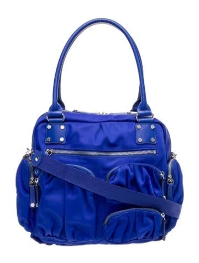 Pre-owned Mz Wallace Nylon Top Handle Bag In Blue