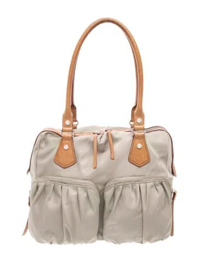 Pre-owned Mz Wallace Nylon Top Handle Bag In Brown