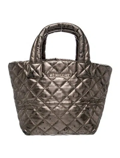 Pre-owned Mz Wallace Nylon Top Handle Bag In Gray