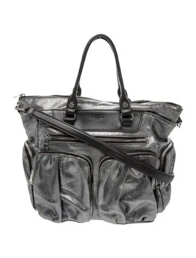 Pre-owned Mz Wallace Nylon Top Handle Bag In Gray