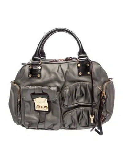 Pre-owned Mz Wallace Nylon Top Handle Bag In Gray