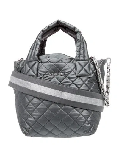 Pre-owned Mz Wallace Nylon Top Handle Bag In Grey/metallic