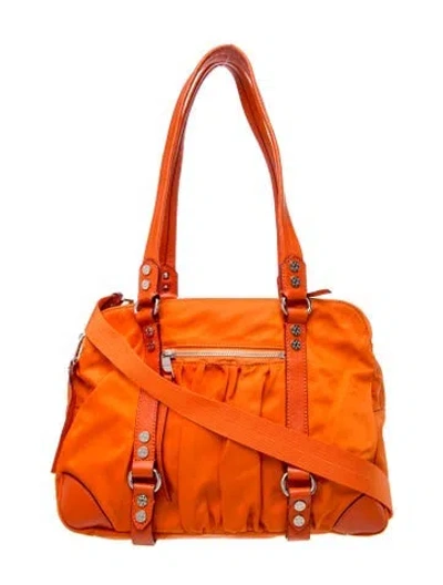 Pre-owned Mz Wallace Nylon Top Handle Bag In Orange