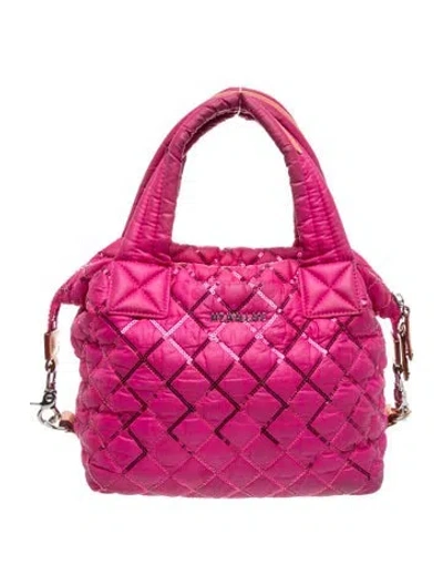 Pre-owned Mz Wallace Nylon Top Handle Bag In Pink
