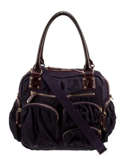 Pre-owned Mz Wallace Nylon Top Handle Bag In Purple