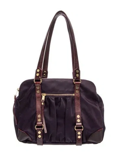 Pre-owned Mz Wallace Nylon Top Handle Bag In Purple