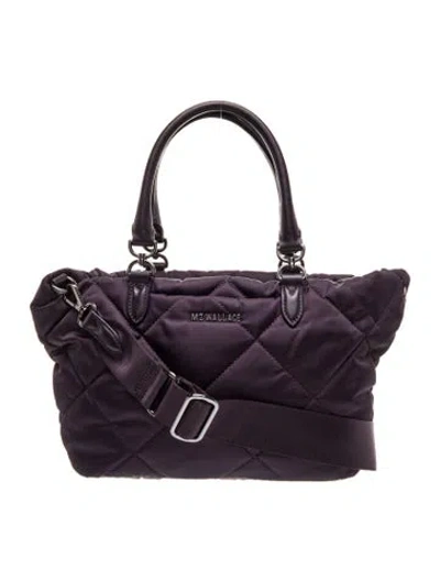 Pre-owned Mz Wallace Nylon Top Handle Bag In Purple