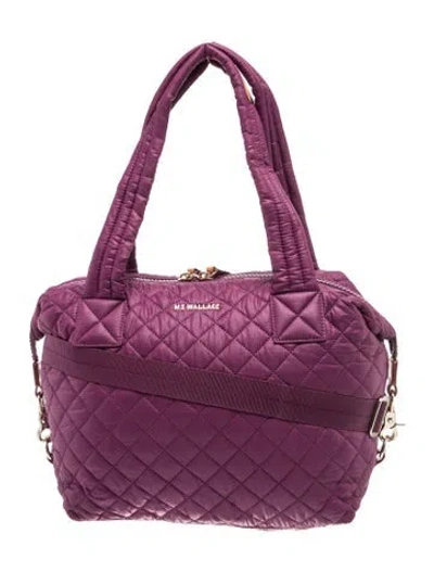 Pre-owned Mz Wallace Nylon Top Handle Bag In Purple