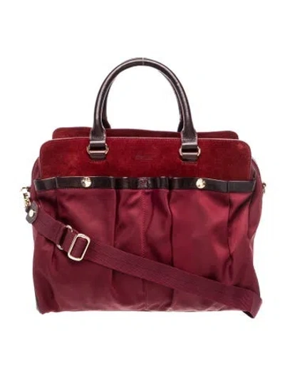 Pre-owned Mz Wallace Nylon Top Handle Bag In Red