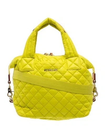 Pre-owned Mz Wallace Nylon Top Handle Bag In Yellow